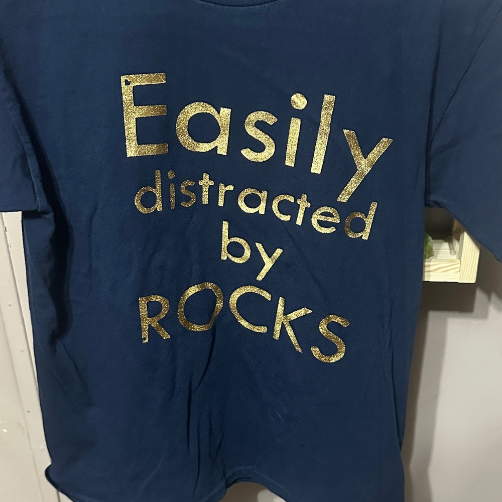 Gildan Kids Navy Shirt with Gold Text